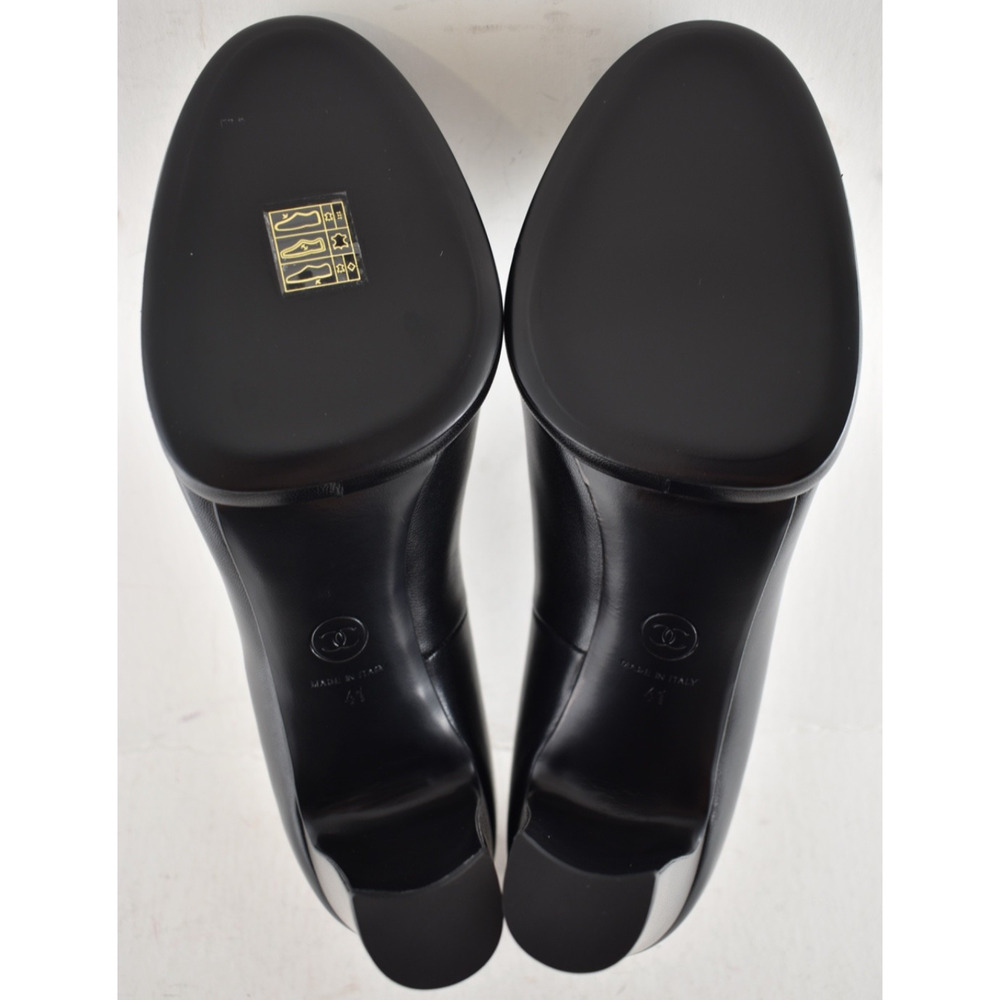 Chanel 24B Black CC Logo Mary Jane Ankle Strap Block Heel Platform Pumps 41 - Picture 16 of 16